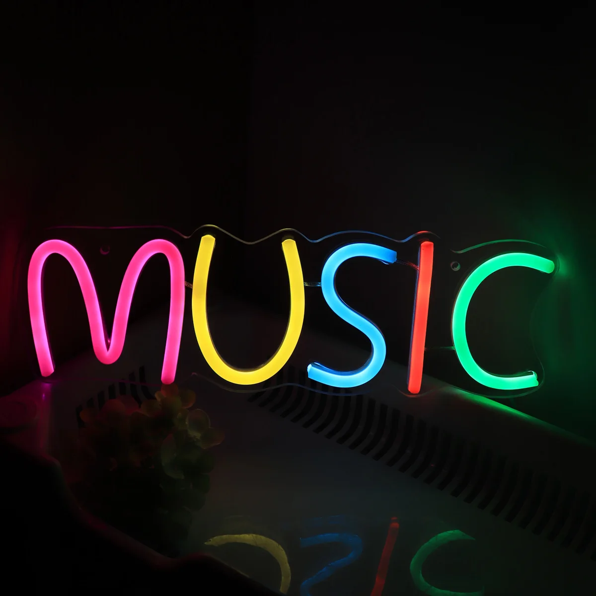 1pc Colorful MUSIC LED Neon Sign Night Light For Parrty Music Pub Club Shop Decoration New Year Birthday Gifts 12.2\'\'*3.98\'\'