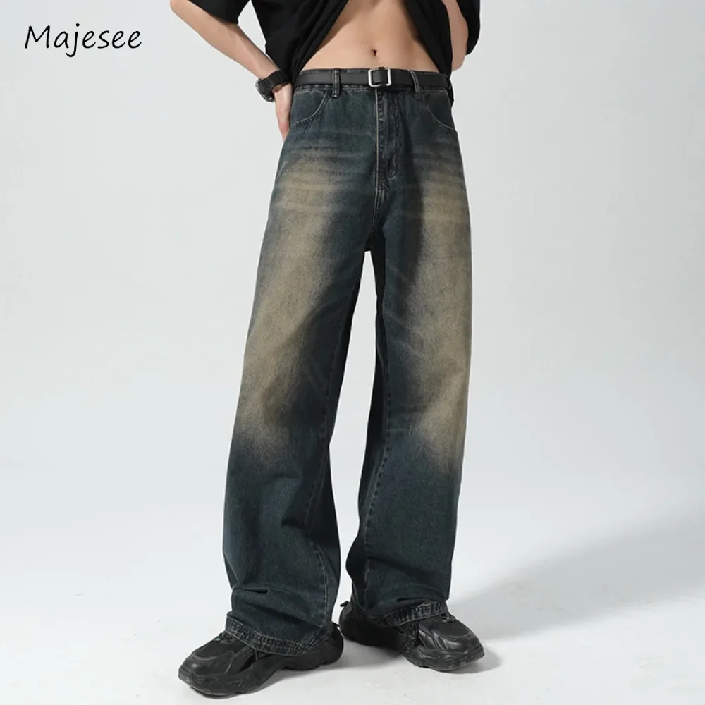 Baggy Jeans Men Vintage Korean Style Harajuku Gradient Do Old All-match Streetwear Students Fashion Ins Daily New Hipster Washed