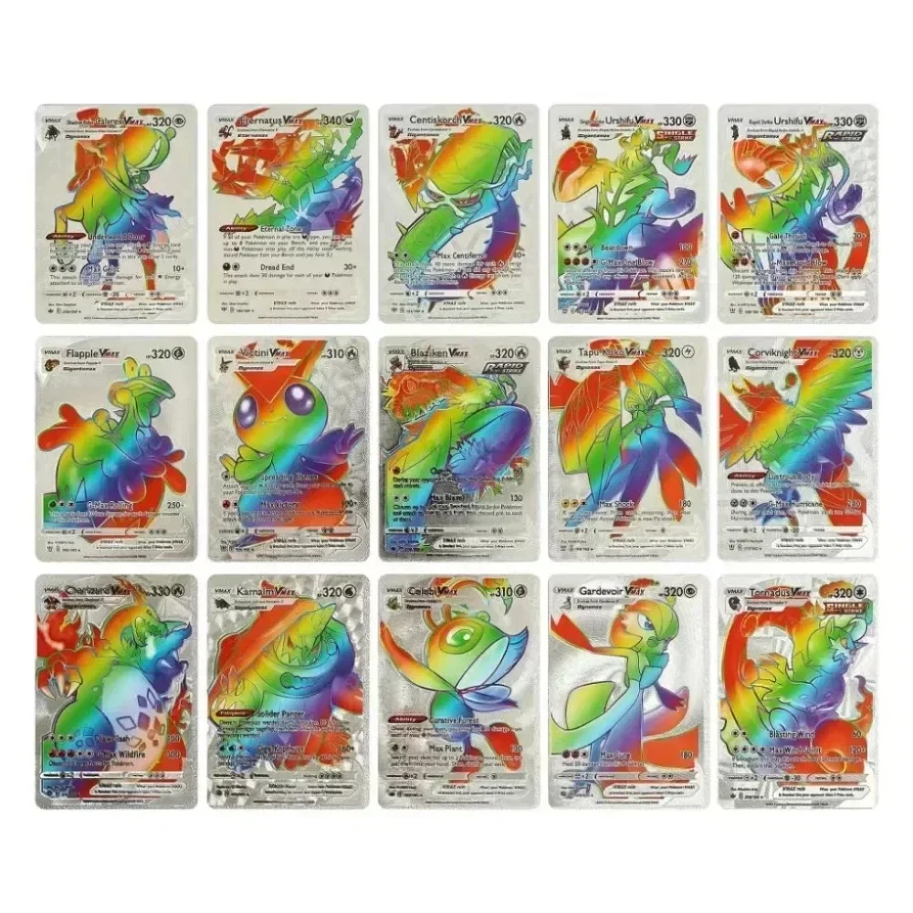 2024 NEW 27-55PCS Pokemon Colorful Gold Foil Card Charizard Pikachu Arceus Silver Rainbow English German VSTAR GX V VMAX Card