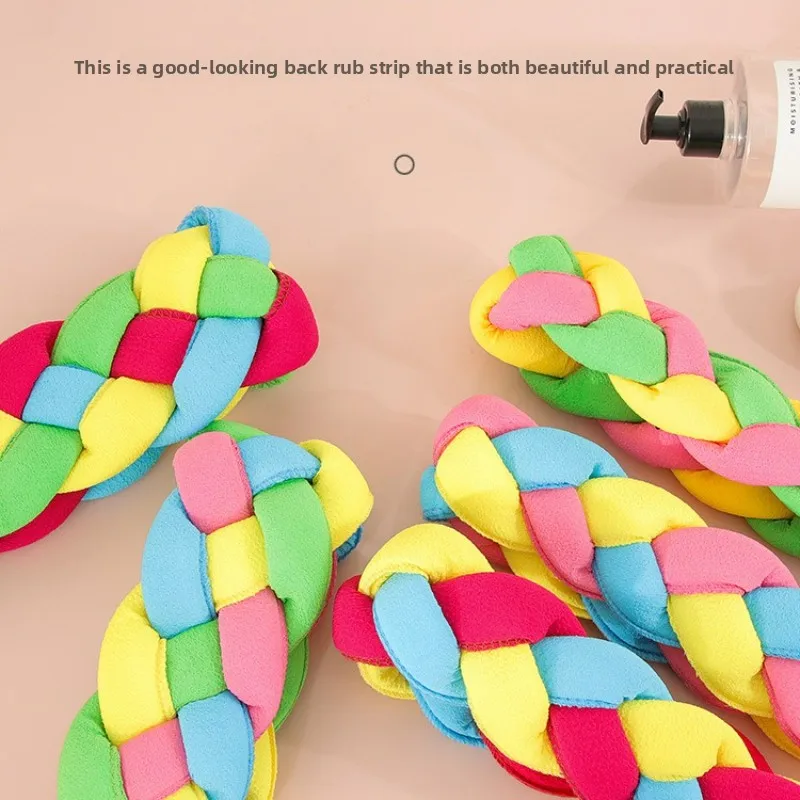 Asciugamano per la schiena intrecciato a tre fili, striscia da bagno fronte-retro, scrub per la schiena lavorato a maglia, telo da bagno, striscia per il corpo
