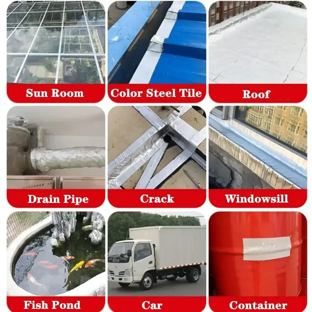 Butyl Patching Roof Waterproofing Tape Roof Tile Crack Self-adhesive Aluminum Foil Waterproofing Waterproof Sealing Band Wall