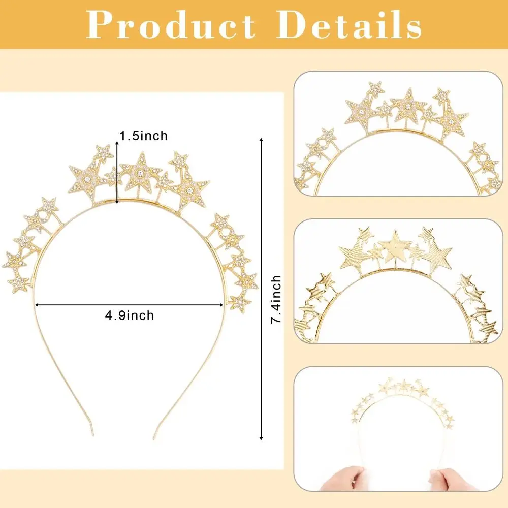 New Fashion Rhinestone Star Headband Crystal Party Star Halo Headband Women and Girls Alloy Bride Headpiece