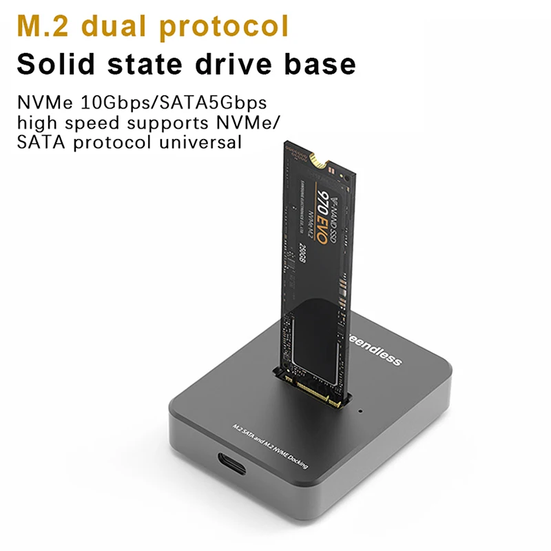 Station d'accueil M2 Nvme de haute qualité, clé M, boîtier SSD USB C, NVcloser et NGFF HDD, base de station d'accueil SSD, 1PC