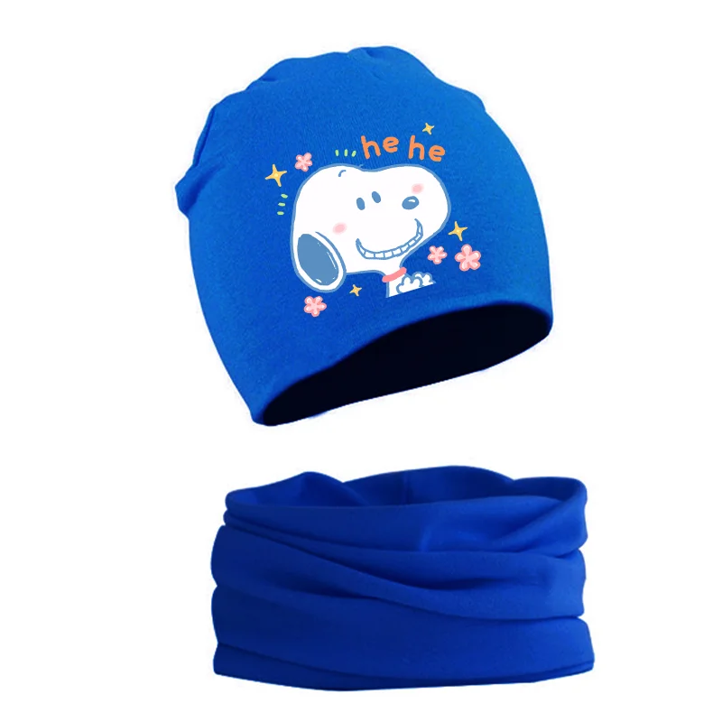 2Pcs Snoopy Newborn Hat Scarf Anime Kawaii Knitted Cap Kids Accessories Winter Outdoors Warm Bonnet Baby Boy Girl Beanies Gifts