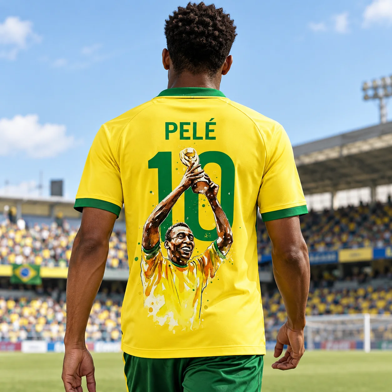 Pelé Brazil Summer 3D Print Pattern Children's Sports Football Jersey T-shirt, Loose and Comfortable, Suitable for Daily Wear
