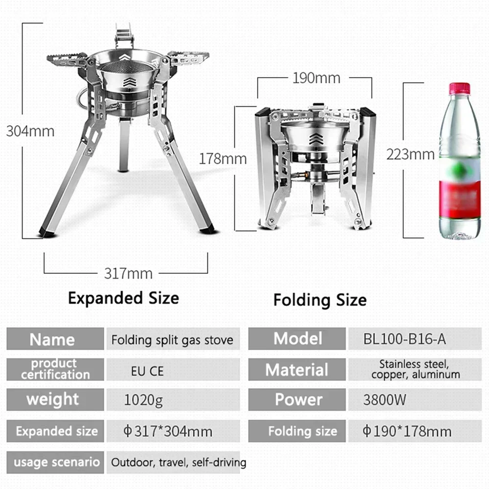 Portable Camping Gas Stove 6800W Strong Fire Stove Outdoor Party Family Travel Camp Picnic Cooker System Folding Burner