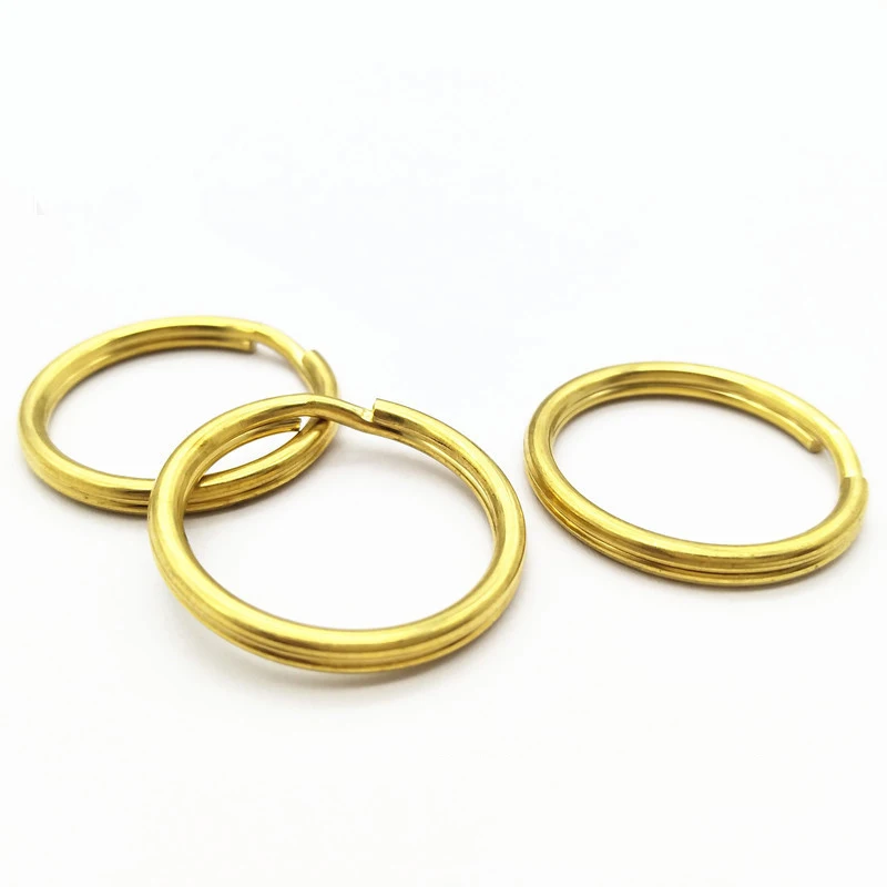 Solid Brass Split Rings Double Loop Keyring 10-35mm Keychain Keys Holder DIY Leather Craft hardware