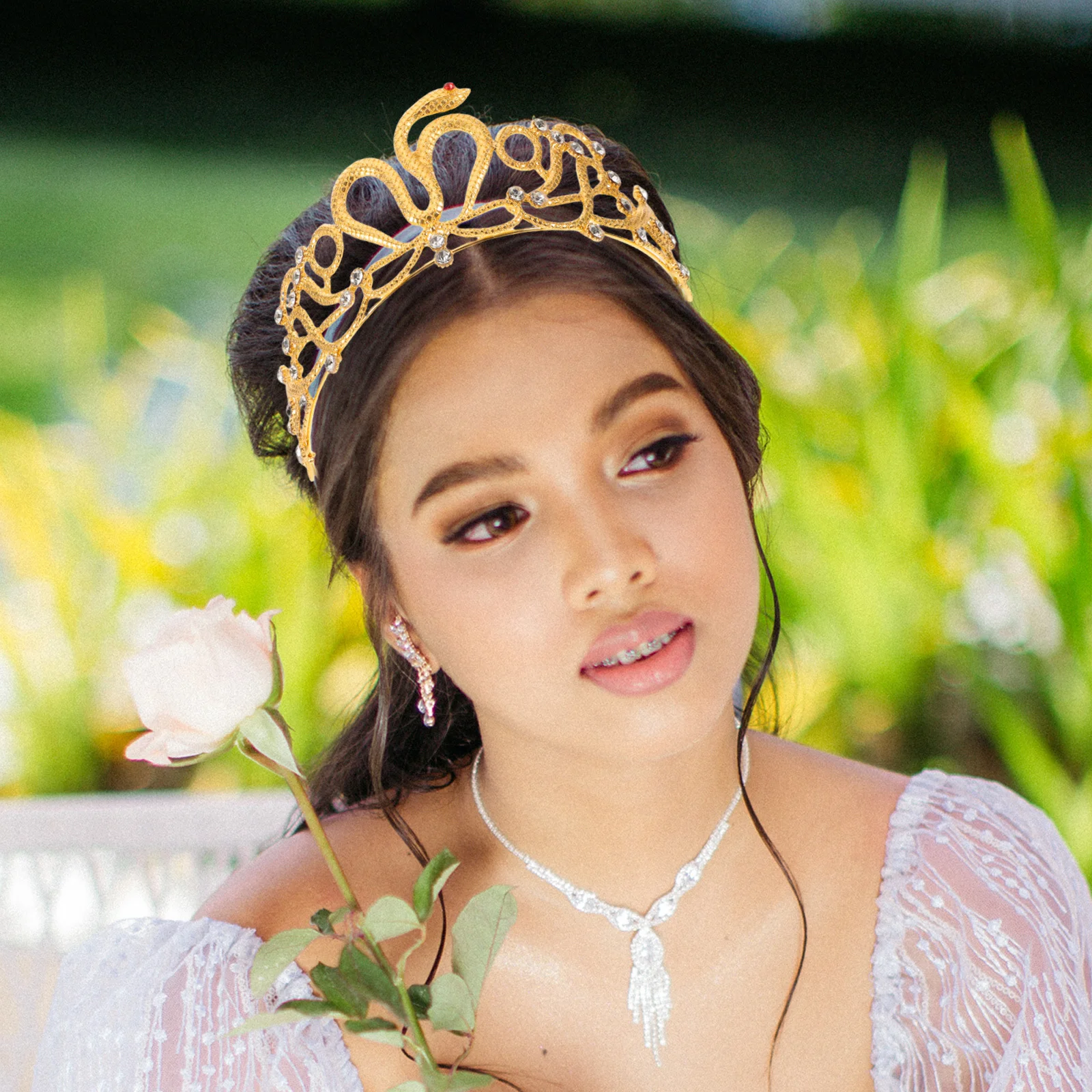 Corona de serpiente para novia, Tiara nupcial con diamantes de imitación, tocado, accesorio para el cabello egipcio, bisutería para fiesta de cumpleaños para mujer