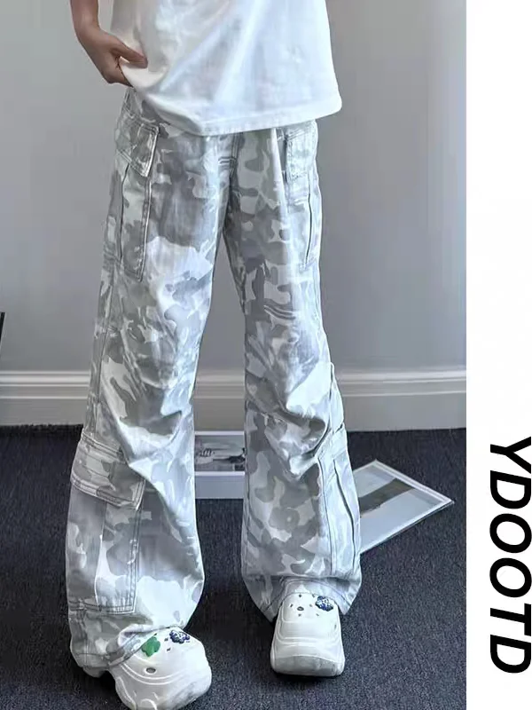 

Мужские летние рабочие брюки Heavyweight Waed ey Camouflage в американском стиле, модные, свободные, повседневные, прямого кроя, с множеством карманов.