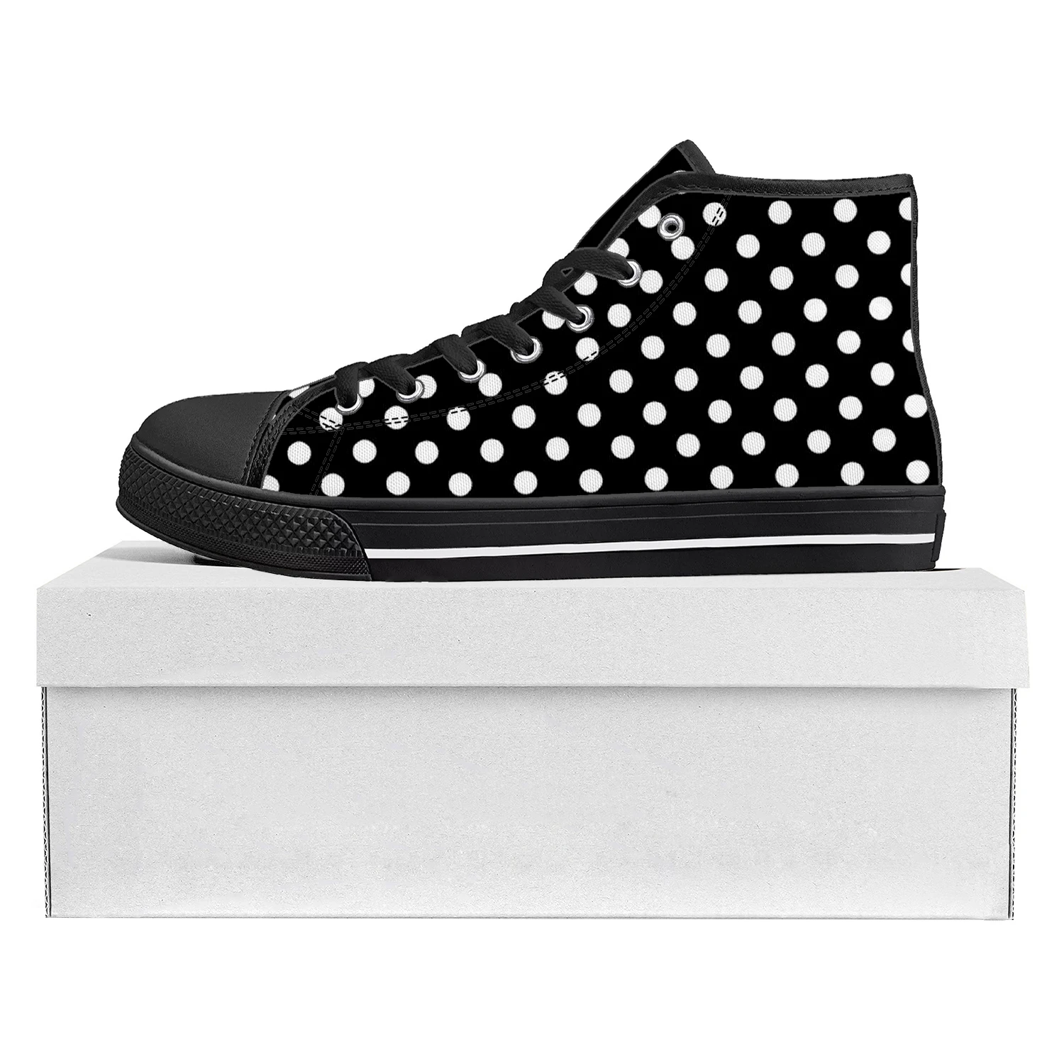 

Polka Dot Pattern Design High Top High Quality Sneakers Mens Womens Teenager Canvas Sneaker Custom Made Shoe Casual Couple Shoes