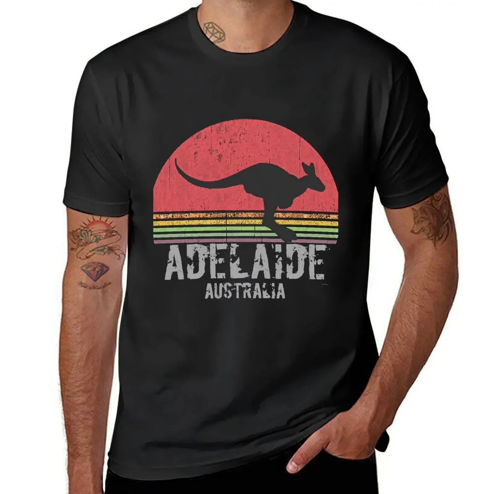 Adelaide Retro City Australia Vintage Kangaroo T-Shirt anime stuff blacks custom shirt mens graphic t-shirts big and tall