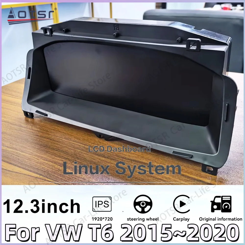 

12,3-дюймовый цифровой дисплей для VW T6 2015~2020 с поддержкой CarPlay, приборная панель, виртуальный информационный экран, умный HD-экран