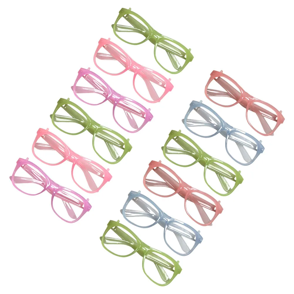 

12Pcs Luminous Eyeglasses Frame Party Decor Glowing Glasses Mixed Colors Glowing Glasses Frame Glow in The Dark Party Favors