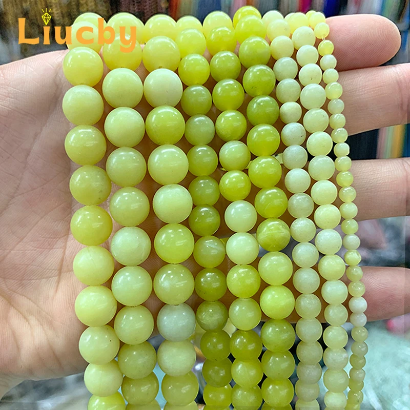 Naturstein Grüne Zitrone Jaspis Dekoration Perlen Diy Frau Zubehör Handschnur für Schmuckherstellung 4/6/8/10/12mm 15" Strang – Detail 2