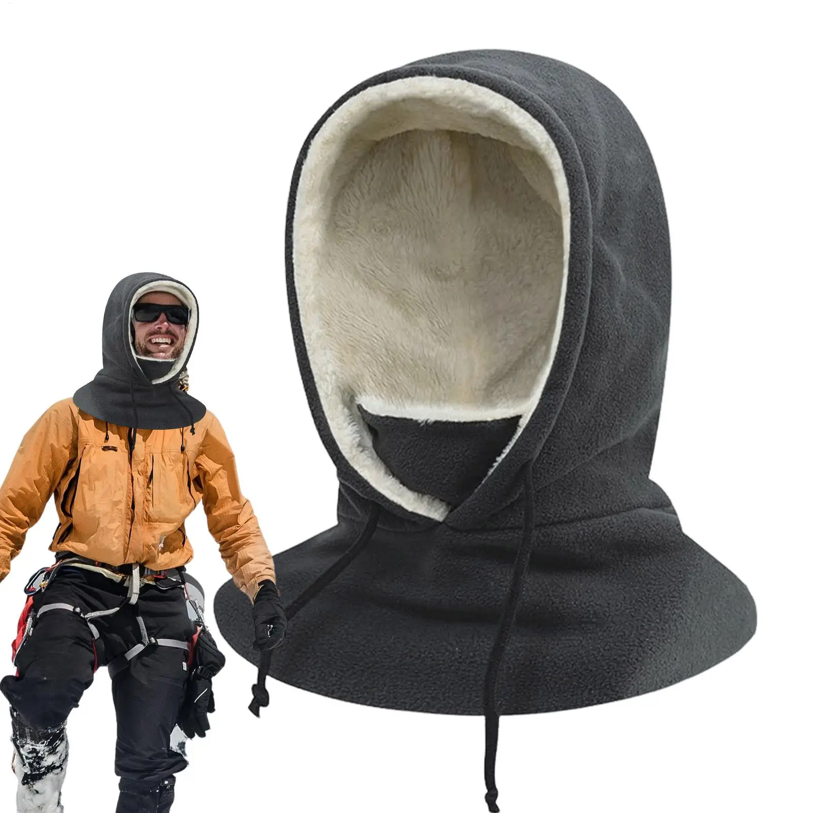 

Полное покрытие головы, капюшон для холодной погоды с лыжной маской на шнурке для ежедневных поездок на работу, сноуборде, езды на мотоцикле, зимней рыбалки