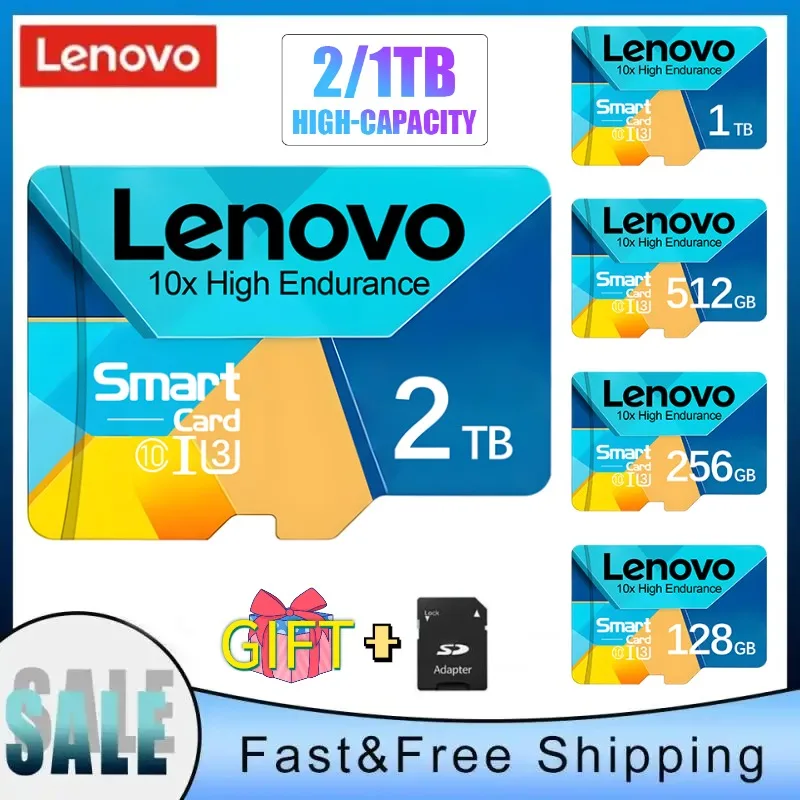 Lenovo-Class10 Smart Micro TF Cartão SD, Cartão de Memória, 128 GB, 256 GB, 512GB, A1, U3, 100 mb/s, Flash V30, Nintendo Switch, 2TB, 1TB