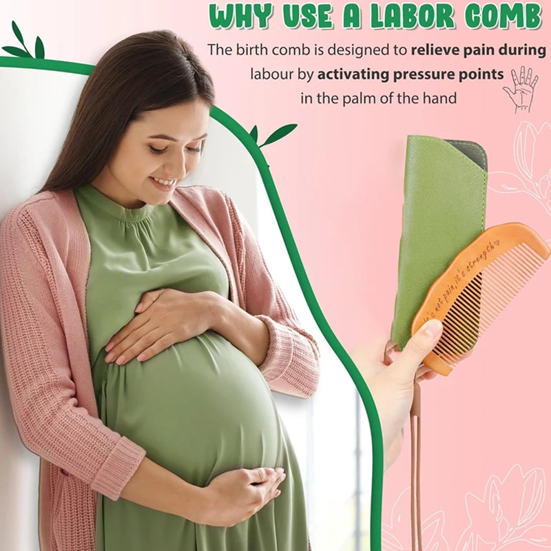 مجموعة الهدايا: مشط عمل خشبي، يجب اقتناؤه للعمل والتسليم، مشط مموج، هدية الحمل، هدية الأم #4