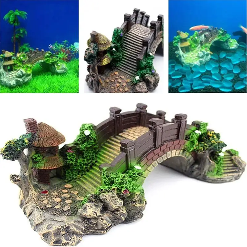 Fish Tank Landscape Decoration Bridge Artificial Bridge Resin Equipment Accessories Ornament Cave Aquatic Pet Fish