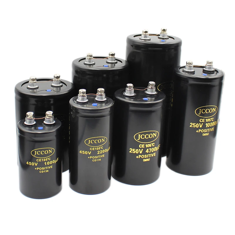 JCCON 63 100 250 400 450V 1000 1500 22000 3300uf 47000 MFD Aluminum Screw Audio Filtering Electrolytic Capacitor Bolt Capacitors