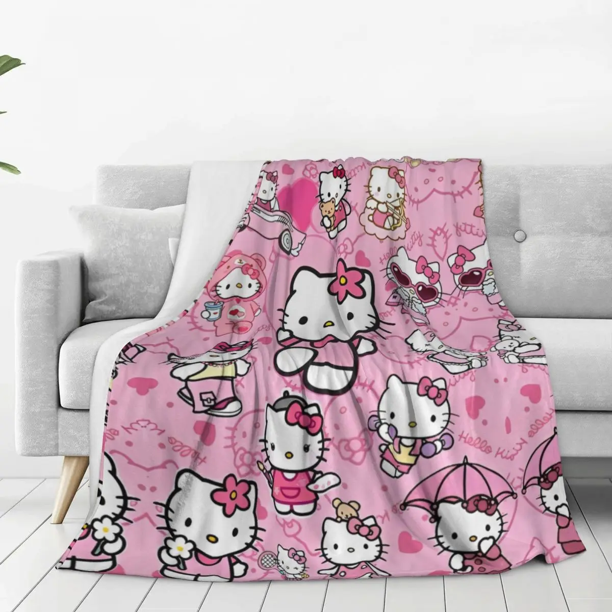 Hello Kitty And Spider Man Flannel Blanket Soft Durable Bedding Throws for Outdoor Decorative Street Trend Bedspread Sofa Bed