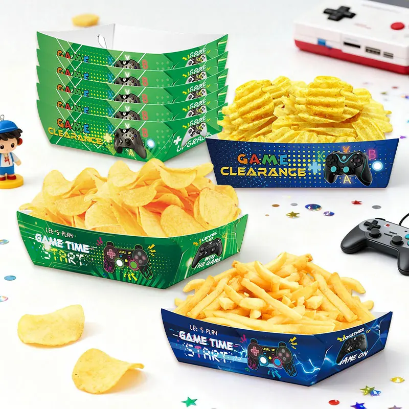 Cajas de papel desechables para videojuegos, bandejas para servir comida, aperitivos, palomitas de maíz, recuerdos de fiesta de cumpleaños, ducha, 12/24/36 Uds.