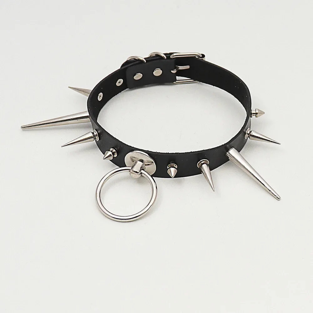 Punk Dark Gothic Rock and roll Individuality Night club Exaggerate Hip hop Different Point rivet Cortex Spike Pendant Choker