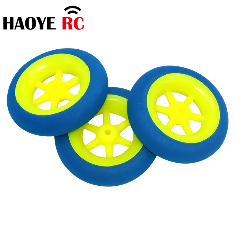 Haoye 10Pcs/Lot  6-Spoke Wheels Sponge Tire Color Blue Super Light Foam Wheels Dia30-50mm For RC Aircraft Model Accessories