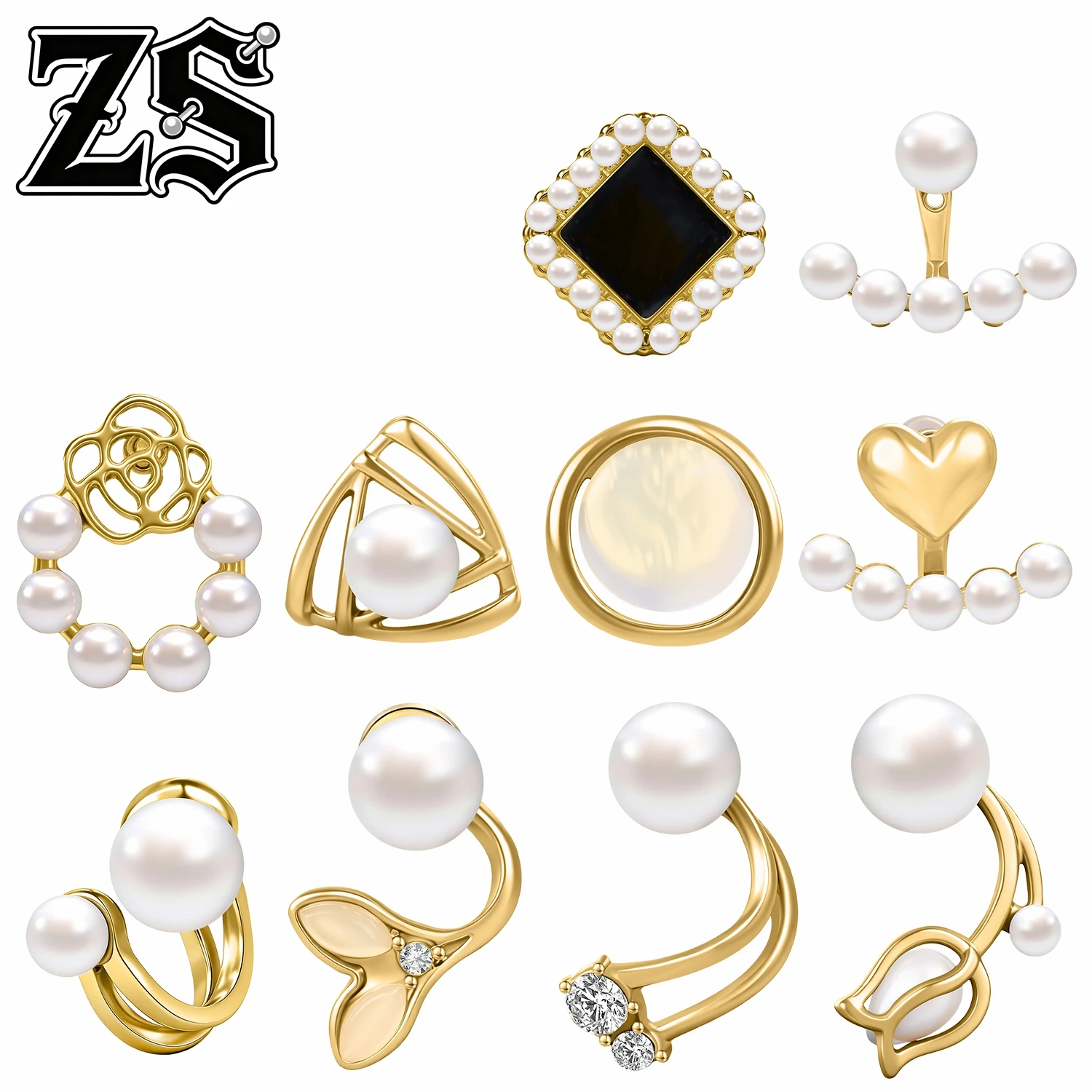 

ZS 1 Pair 0.7MM Classic Stud Earrings Women Girls Ear Studs Pearl Round Mermaid Tail Helix Cartilage Lobe Piercings Jewelry 11MM