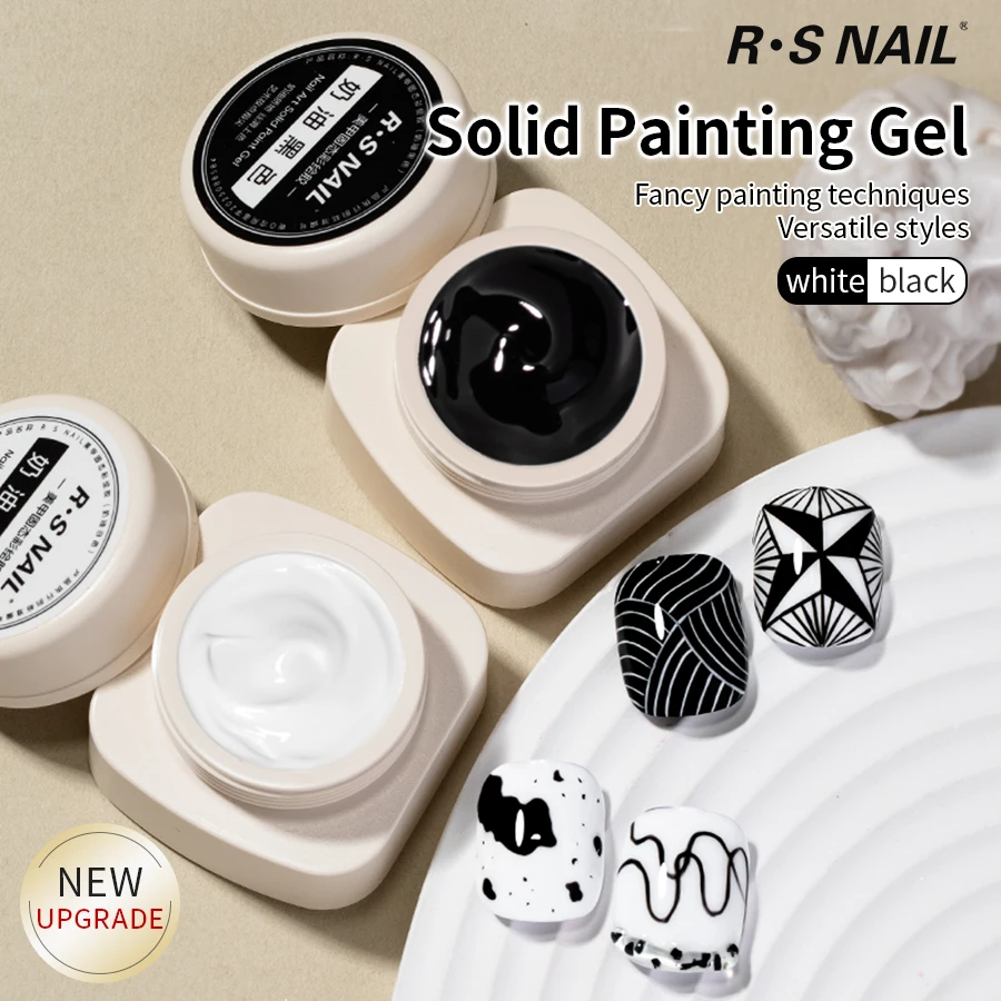 RS NAIL 5g Painting Gel Nail Polish Black White Nail Painting Art Gel Line Flower Drawing Gel Semi-solid UV LED Soak Off Varnish