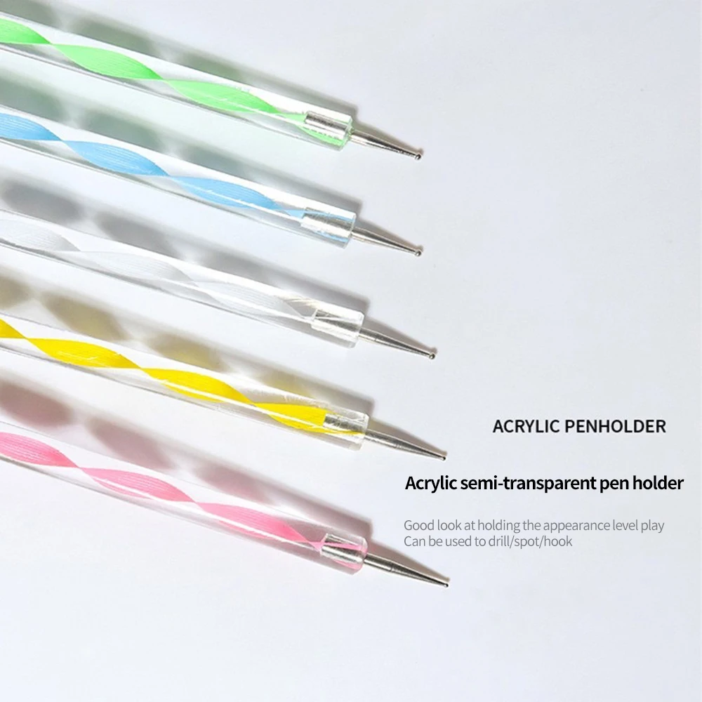 YIKOOLIN 5Pcs 2 Way Dotting Pen Tool Nail Art  Dot Paint Manicure kit for Embossing Pattern Clay Sculpting Nail Art