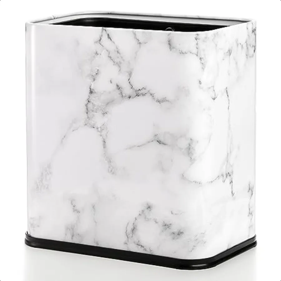 

2,4 галлона, 9 л, металлический мусорный бак с мраморным принтом, корзина для мусора из нержавеющей стали для ванной комнаты, узкая мусорная корзина InvisiOverlap с открытым верхом, Rubb