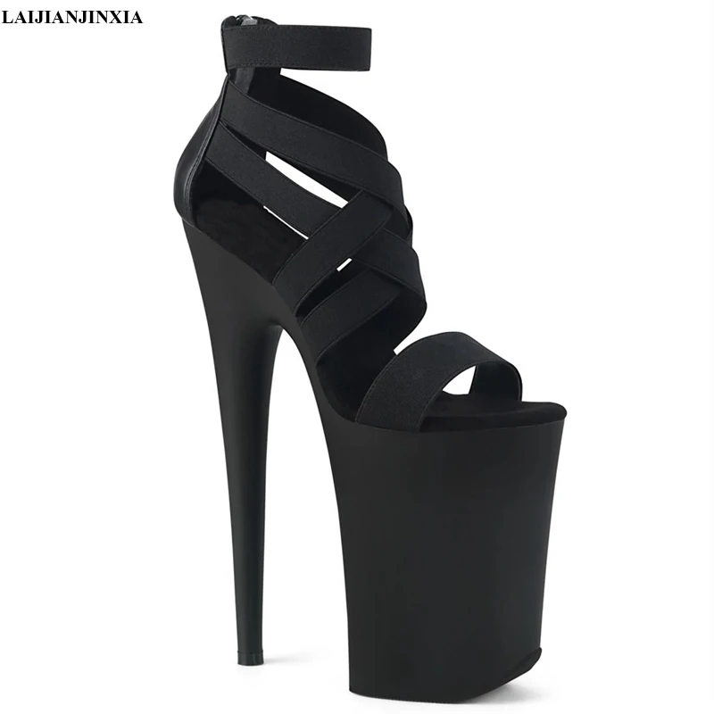 23cm high-heeled women's shoes summer new stiletto fish mouth zipper back professional fashion sandals high heels dance shoes