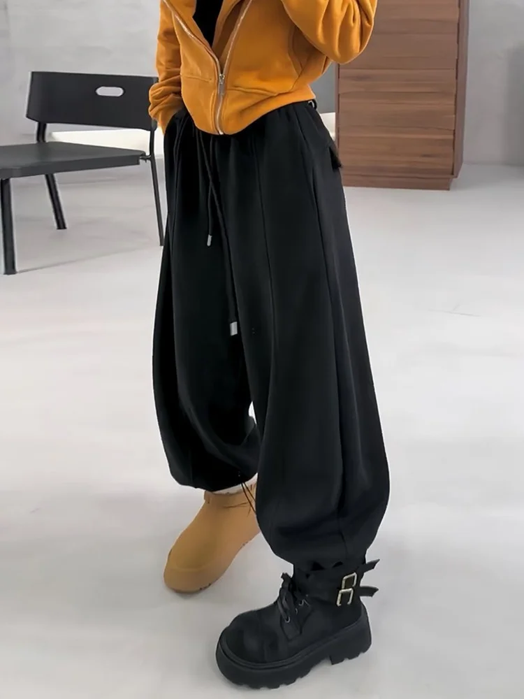 Pantalones Thiened Fce Knife-ape de talla grande para mujer, pantalones de pierna recta adelgazantes de cintura alta, versión coreana