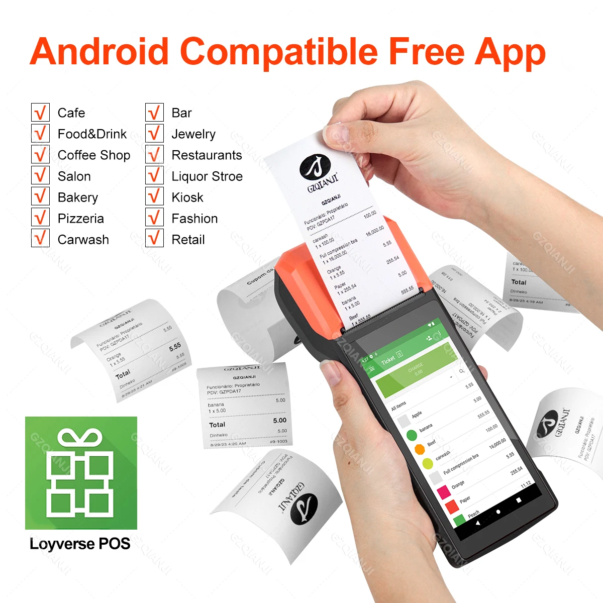 4G Android 11 Pos Terminal Printer Wireless Handheld PDA Printers 1D Scanner Reader NFC built-in 58mm Receipt impressora termica