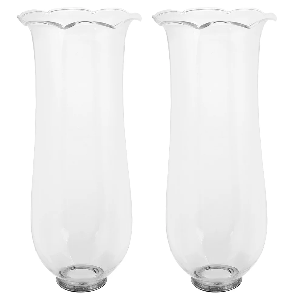 

2Pcs Decorative Lamp Chimney Clear Glass Lamp Protector for Vintage Style Windproof Holder Glass Chimney