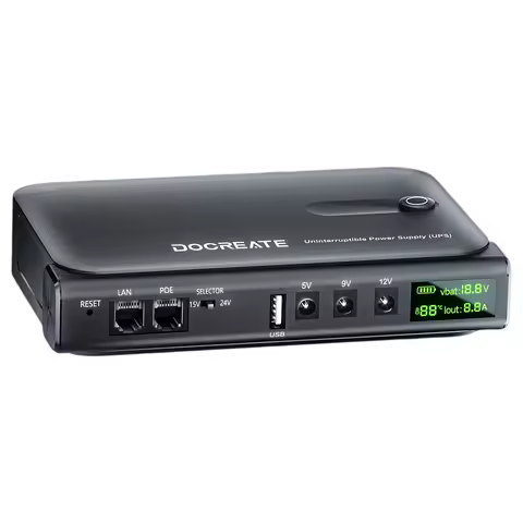 Mini UPS Battery Backup Without Battery UPS Backup Battery Power Supply Supports 5V/9V/12V for Router/Modem/Security Camera