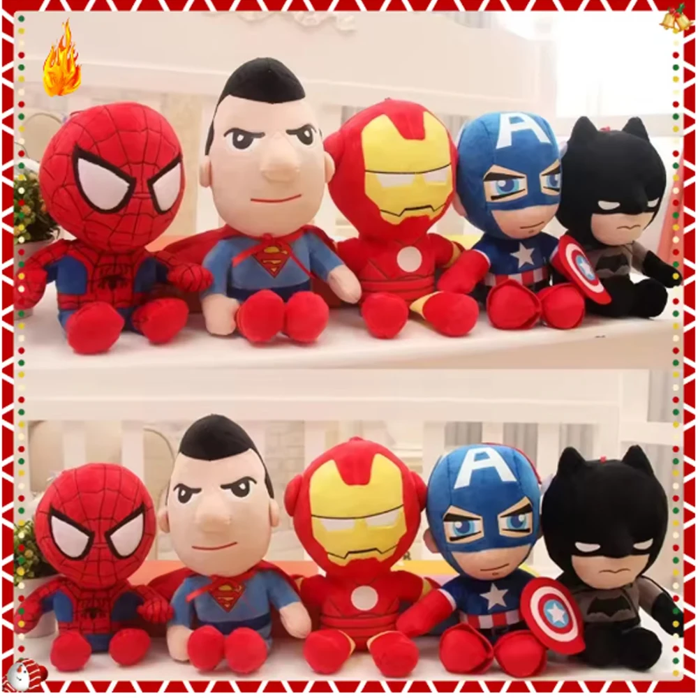 

27-32cm Man Spidermaned Plush Toys Movie Dolls Marvel Avengers Soft Stuffed Hero Captain America Iron Christmas Gifts for Kids