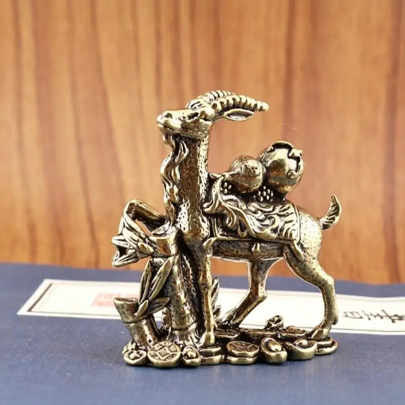 New Vintage Brass Sheep Statue Desktop Ornament Metal Cute Figurines Miniatures Home And Office Decoration Car Ornaments