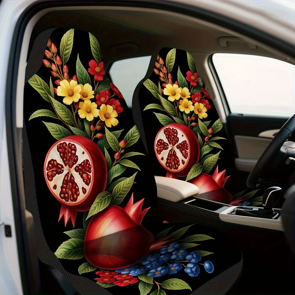 قطعتان، مناسبة عالمية للسيارة، سيارات الدفع الرباعي، سيدان، شاحنة الأزهار الرمان النباتية غرامة الفن طباعة مقاعد السيارة يغطي للنساء والرجال، Du