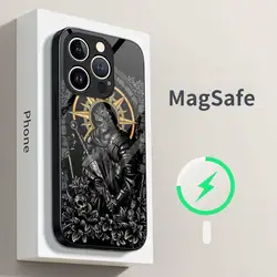 Game Dark Souls Phone Case for iPhone 15 Pro Max 14 Plus 12 Mini 11 13 14 Pro Max Magsafe Wireless Charge Glass Cover