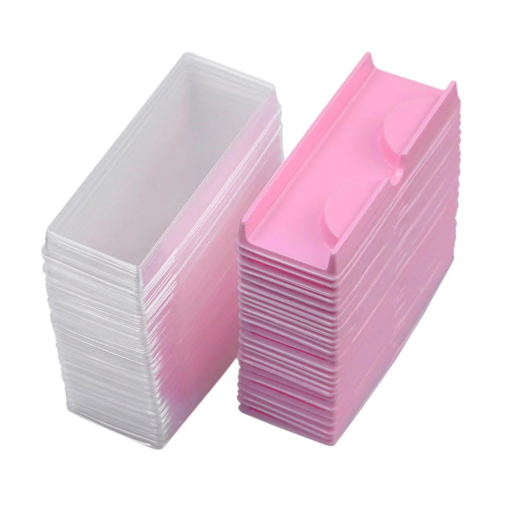 50Sets Eyelash Organizer Box Pink Clear Lid False Eyelash Storage Open Convenient for Salon and Personal Use
