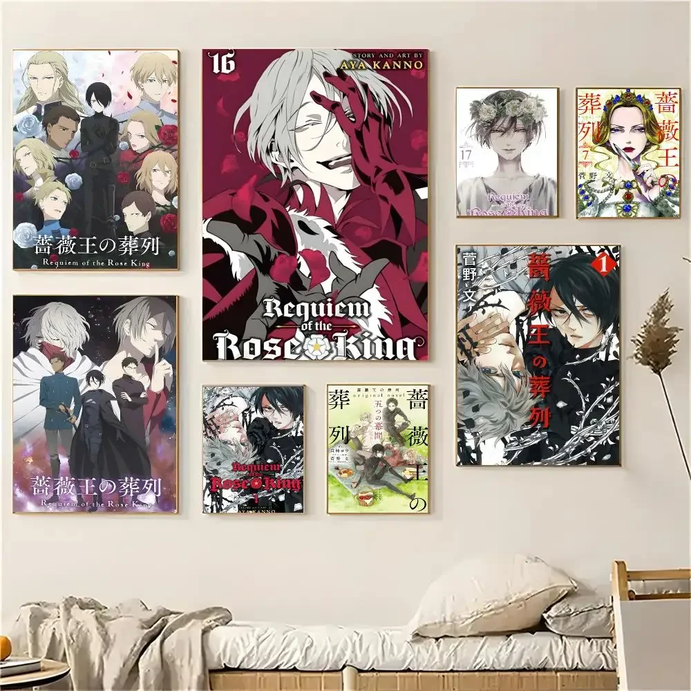 Requiem of the Rose King Manga  Poster Self-adhesive Decal Living Room Bedroom Party Bar Decor Moisture-proof Fade-resistant