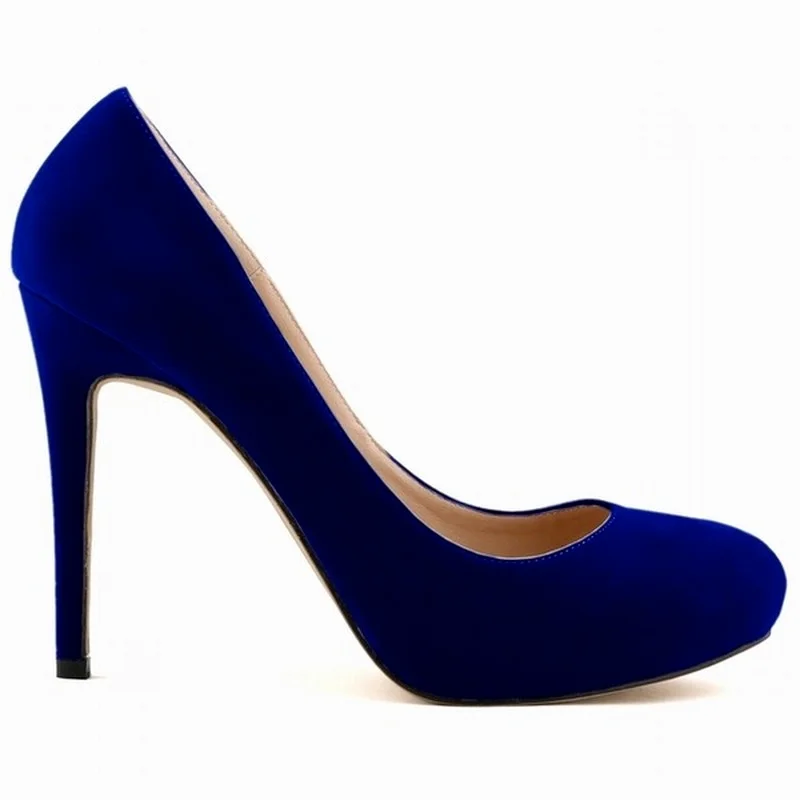 Zapatos de tacón alto de terciopelo con punta redonda para mujer, tacones sexys de plataforma de 11cm, elegantes, poco profundos, para oficina, fiesta y boda, talla grande 43