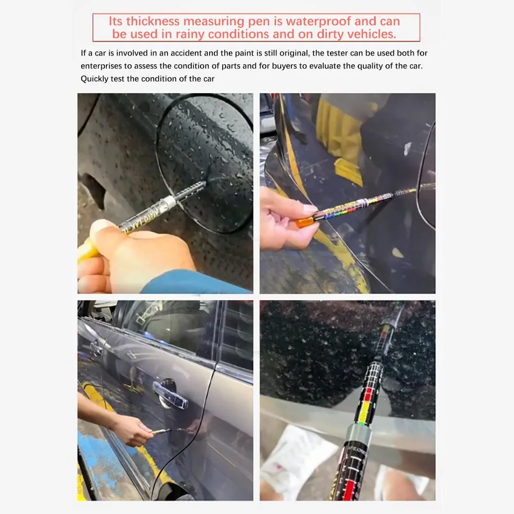 1PC Car Paint Test Thickness Detection Tool Meter Gauge Auto Paint Crash Check Test Paints Tester With Magnetic Tip Scale Gauge