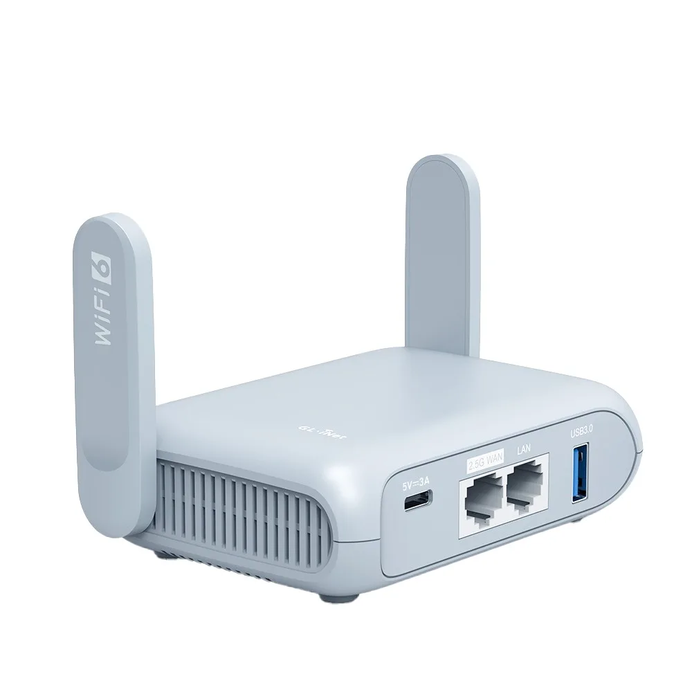 GL.iNet GL-MT3000 Router Beryl AX Wi-Fi 6 Reise-Router, Taschenformatiger AX3000 WiFi 6 Dual-Band-Router 2,5G WAN, AdGuard, VPN, OpenWrt 574Mbps 2,4GHz plus 2402Mbps 5GHz, 2,5G WAN, Gigabit LAN, USB