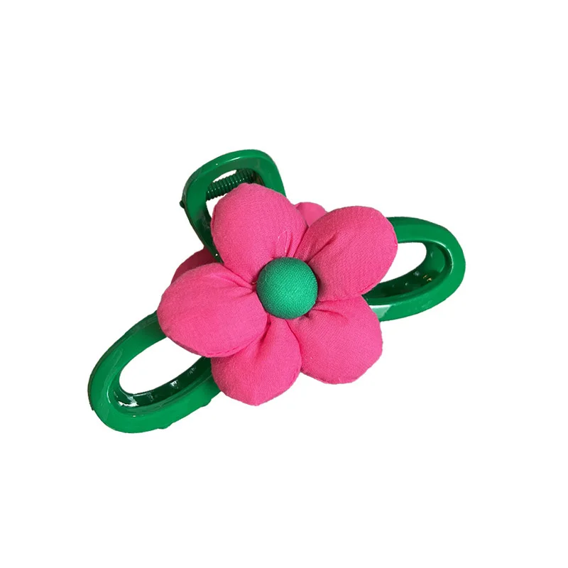 Pink Flower Hair Clips for Women Summer Elegant Large Shark Clip Temperament Girl Hair Accessories Korean Headwear 2024 New