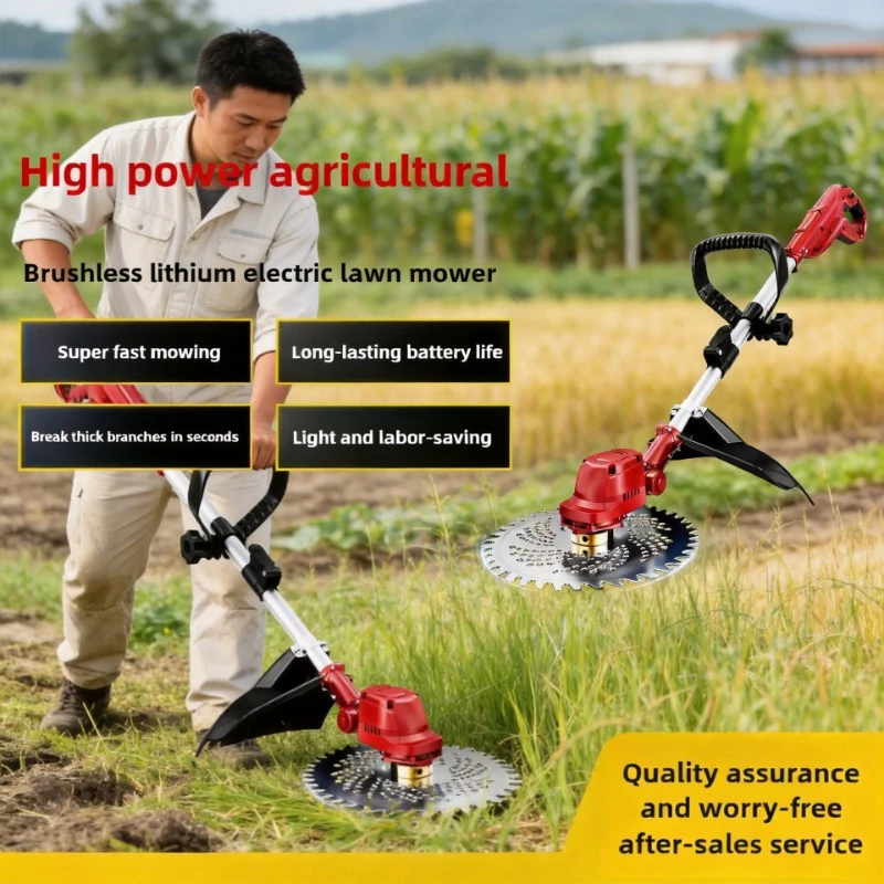 High Power Corded & Rechargeable Electric Lawn Mower, Lithium Battery Powered Mower for Household & Agricultural Use