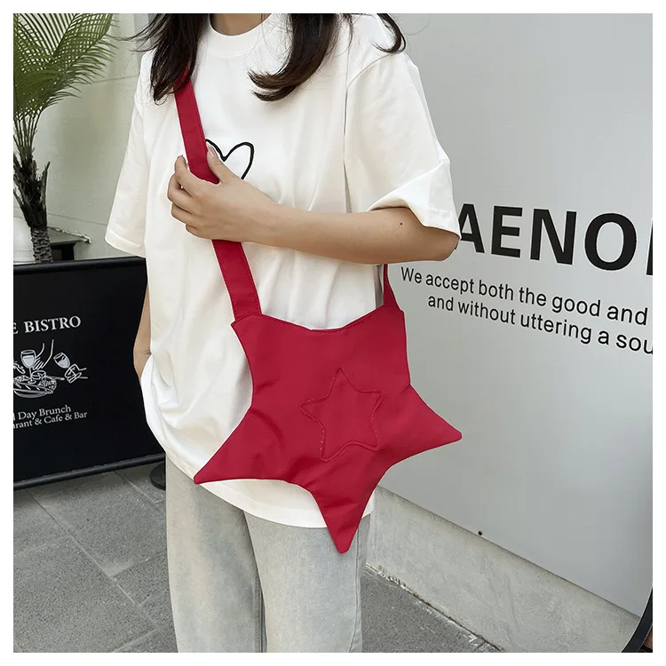 لطيف شكل نجمة المرأة قماش حقيبة كتف عادية بلون الإناث حقيبة محمولة بسيطة ركاب السيدات حقيبة ساع