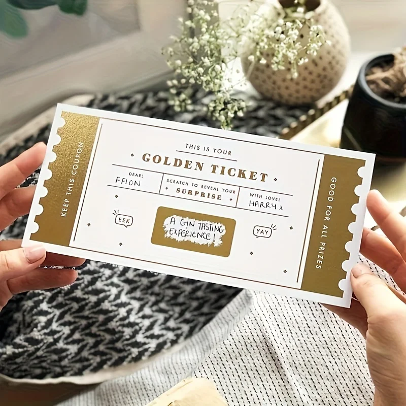 5szt Golden Ticket Scratch Card Reveal Surprise Prezent świąteczny, prezent do majsterkowania