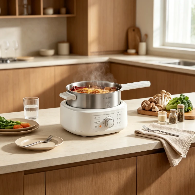3L 0 Coating Stainless Steel Electric Pot Detachable Honeycomb Nonstick Cooker with Steamer for Fry Steam Boil Home Use 멀티 전기 냄비